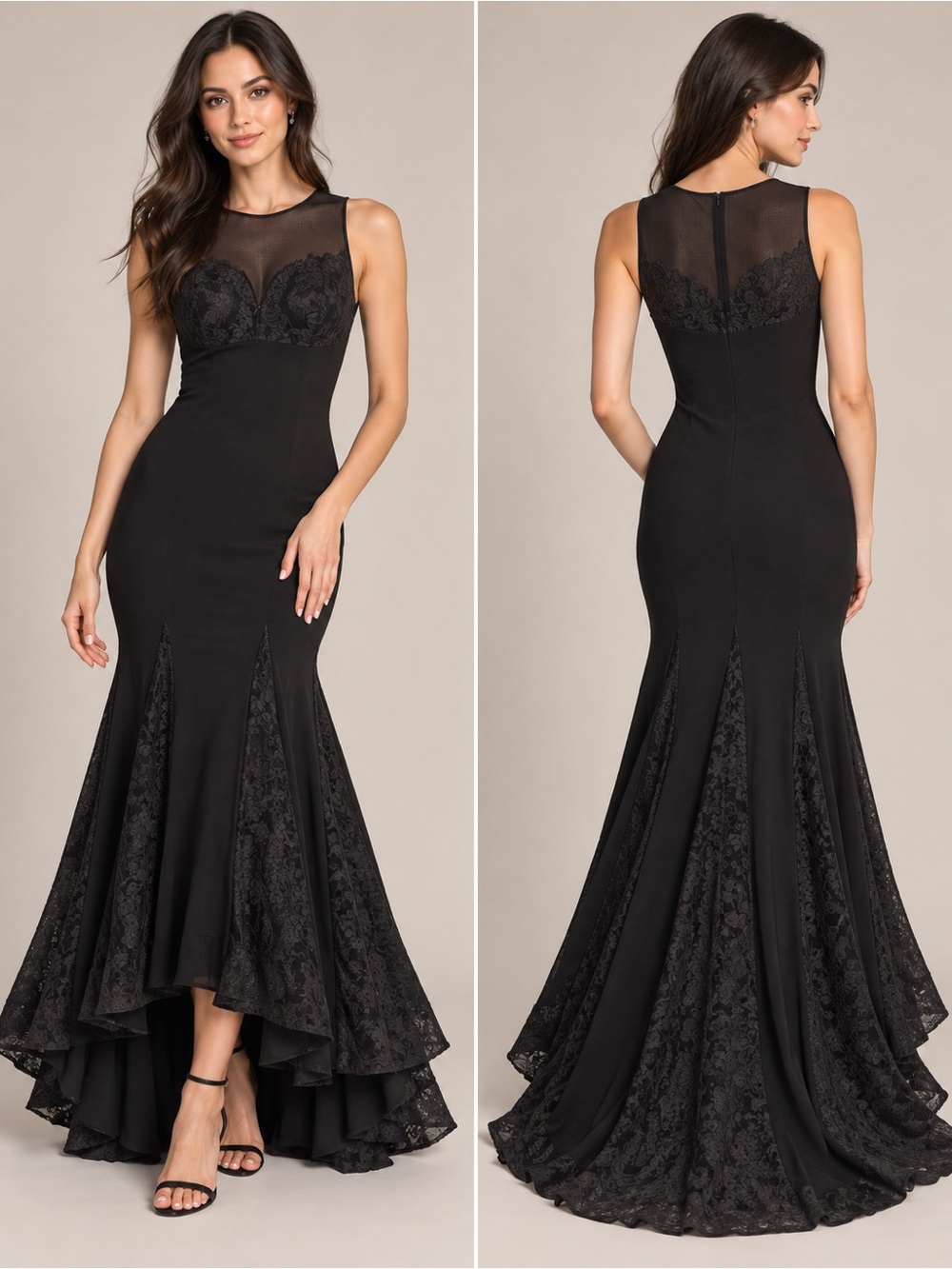 Black Lace Mermaid Evening Dress